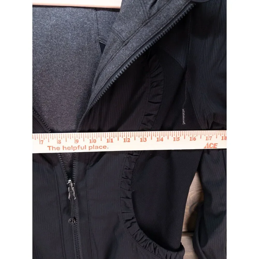 Lululemon Reversible Dance Studio Jacket Black Gray Size 8 Hooded Zip